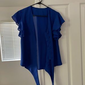 Amazon blue tie blouse